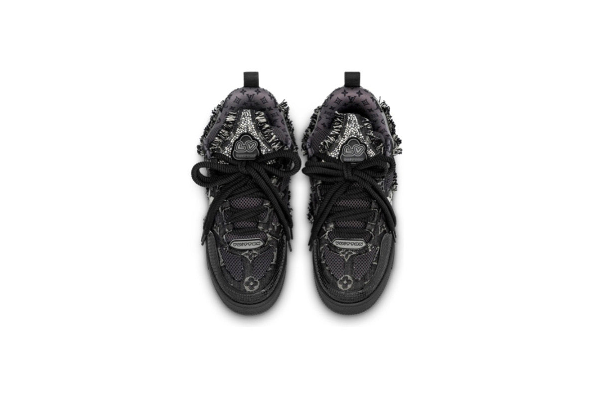 Louis Vuitton skate trainer black swarosvki monogram